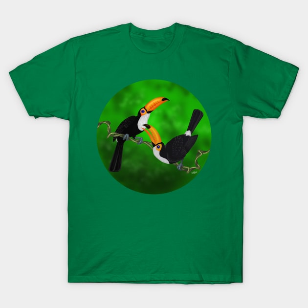 TWO TOUCANS T-Shirt by Cozmic Cat